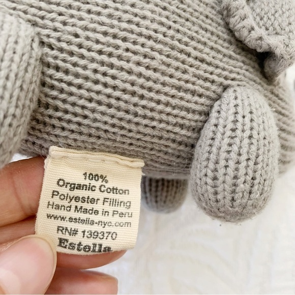 Estella Hand Knit Organic Stuffed Animal Rattle, Elephant - Picture 5 of 5
